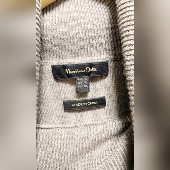 Massimo Dutti Turtleneck Sweater Knitwear Fine Wool Blend Ecru Khaki size XL - Picture 3 of 7